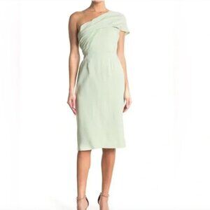 REISS RIANA PASTEL MINT ONE SHOULDER FORMAL COCKTAIL SHEATH DRESS - 0